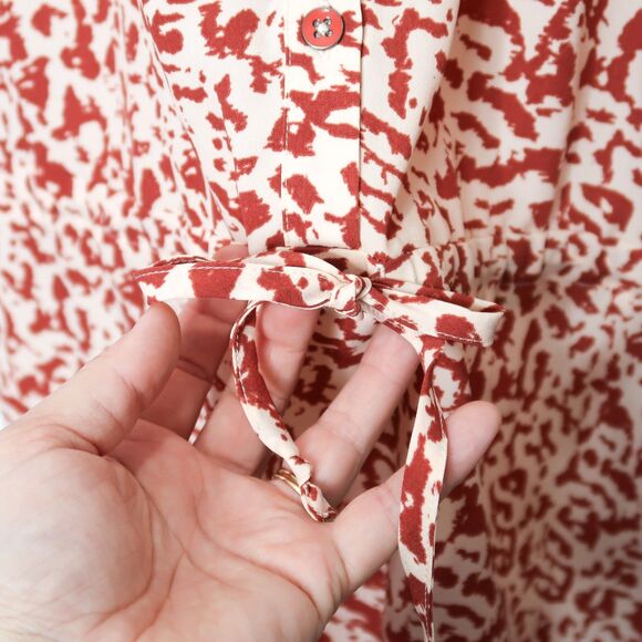 Cabi Womens High-Lo Dress Size Medium Orange Pink Animal Print Tie Waist‎ Boho - Picture 8 of 10